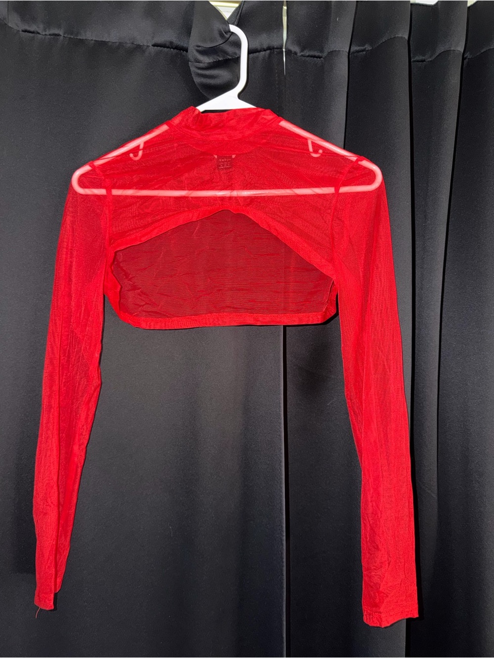SHEIN Red Long-Sleeve Mesh Crop Shrug